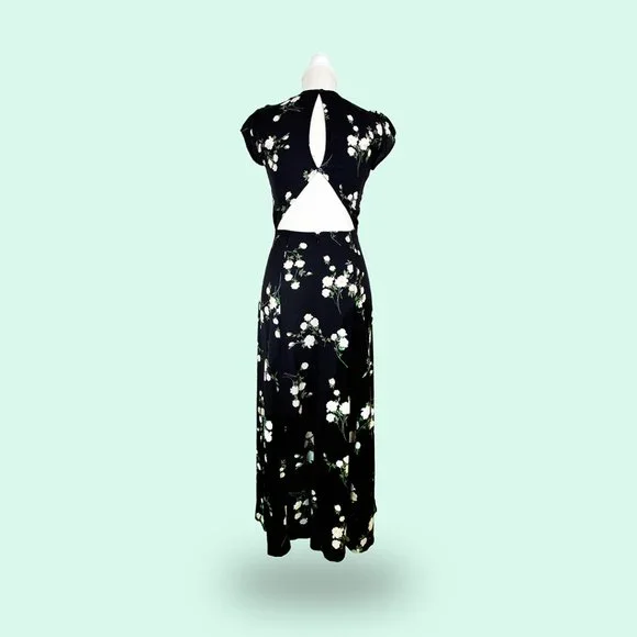 Reformation Black Floral Midi Dress - Picture 4 of 5
